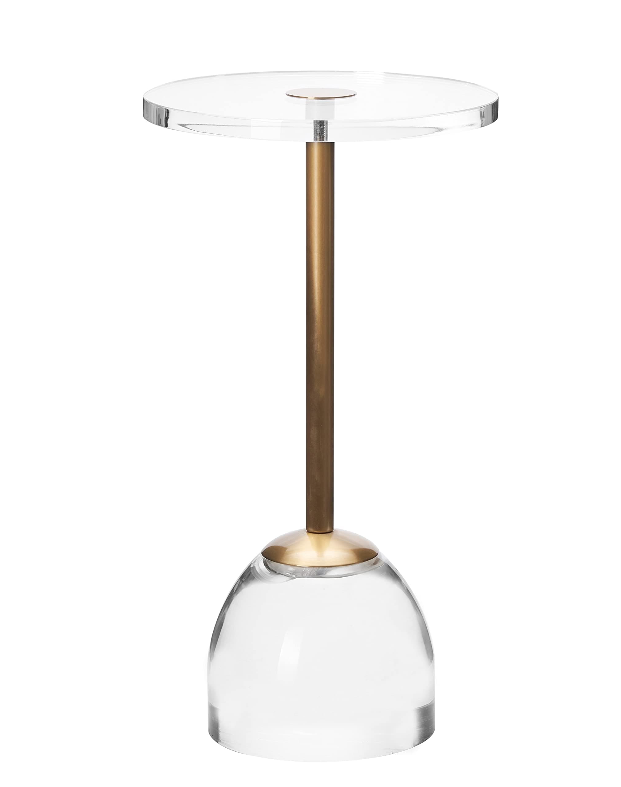 Clear Acrylic End Table,Brushed Brass Metal,Side Table for Office,Nightstand for Living Room and Bedroom,Easy Assembly,12x12 inch，21.3 inch high