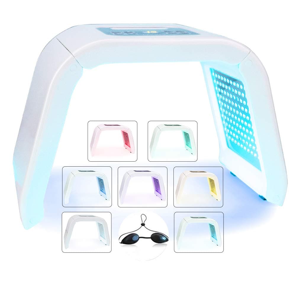7 Colour LED Photon Therapy Machine, Light Mask Portable Photon PDT Acne Therapy Wrinkle Removal Anti-Aging Skin Rejuvenation Facial Skin Care Beauty Treatment Machine for Home Salon Use(UK Plug)