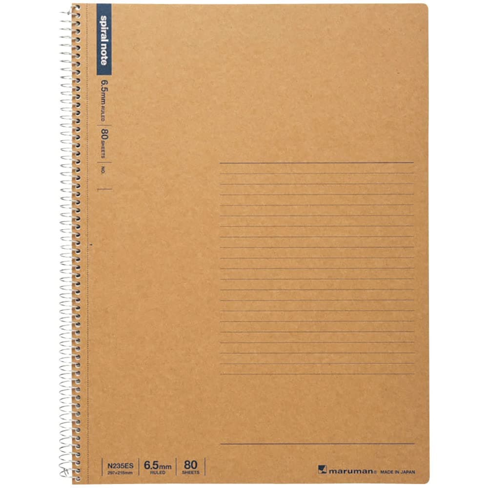 Maruman SPIRAL NOTE BASIC 8.98 x 11.69 inches (A4), 6.5mm 38-lined, 80 Sheets (N235ES)