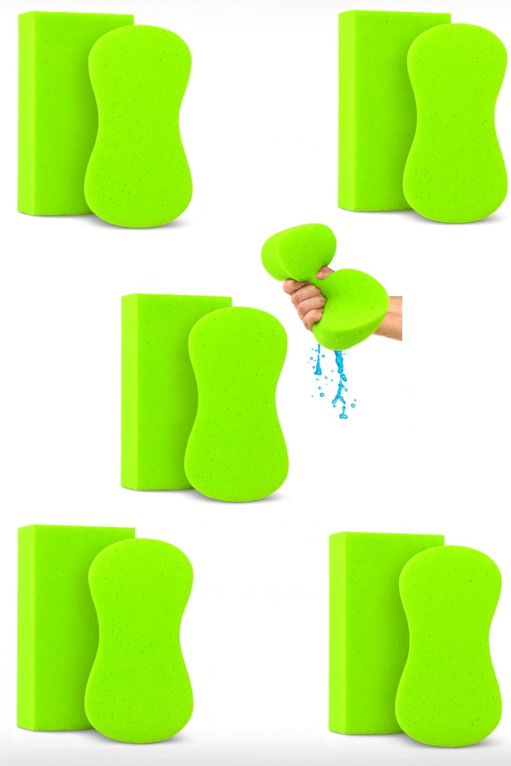 Multi-Purpose Sponges for Cleaning - Lime Green Sponge 10 Pack, Large Sponges for Car Washing, Tile & Grout, Bulk Pack Sponge