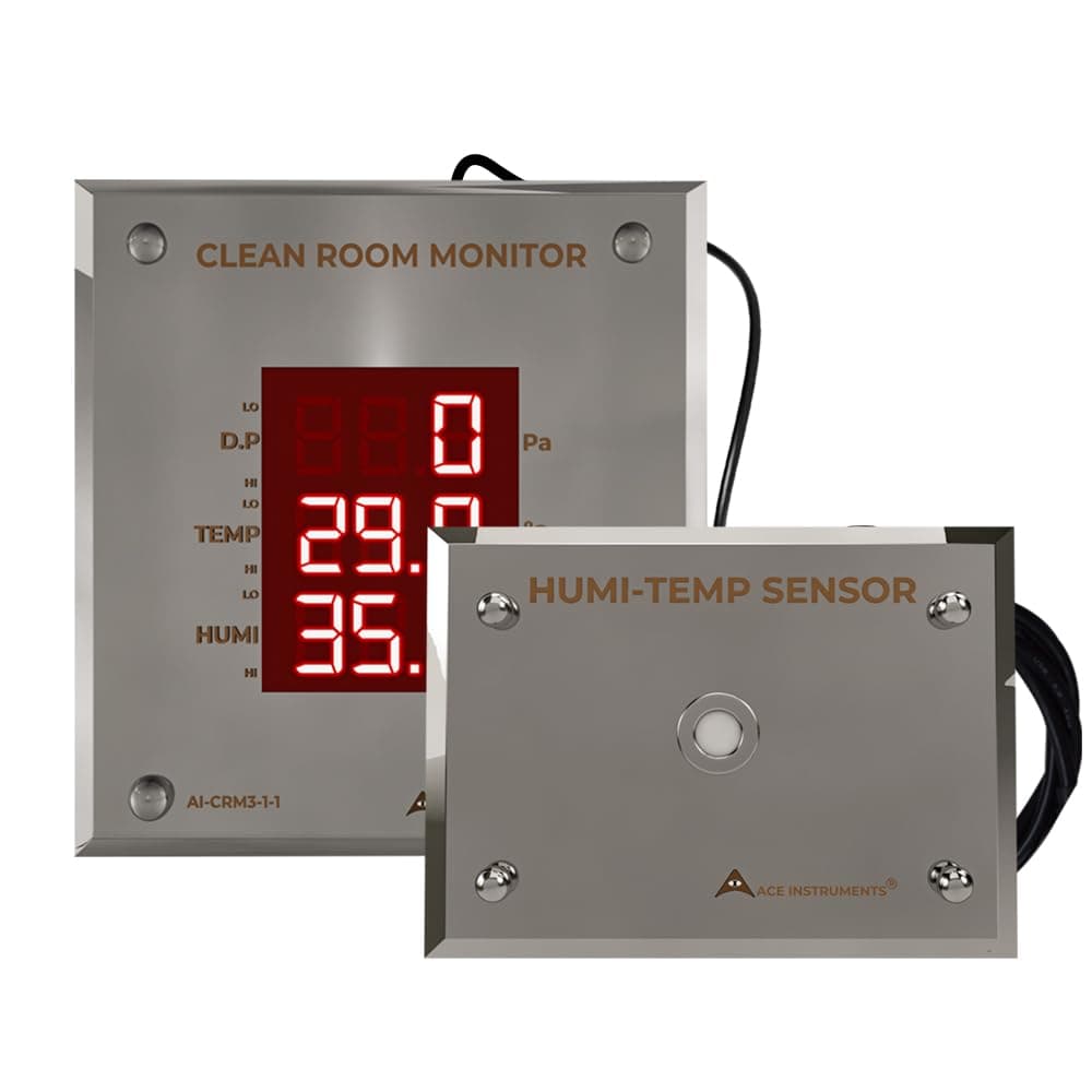 Clean Room Monitor with 3 Parameters (Diff. Pressure, Temp, RH) | Hospital OT Room Monitor | Pharma Clean Room Monitor CRM 1-1