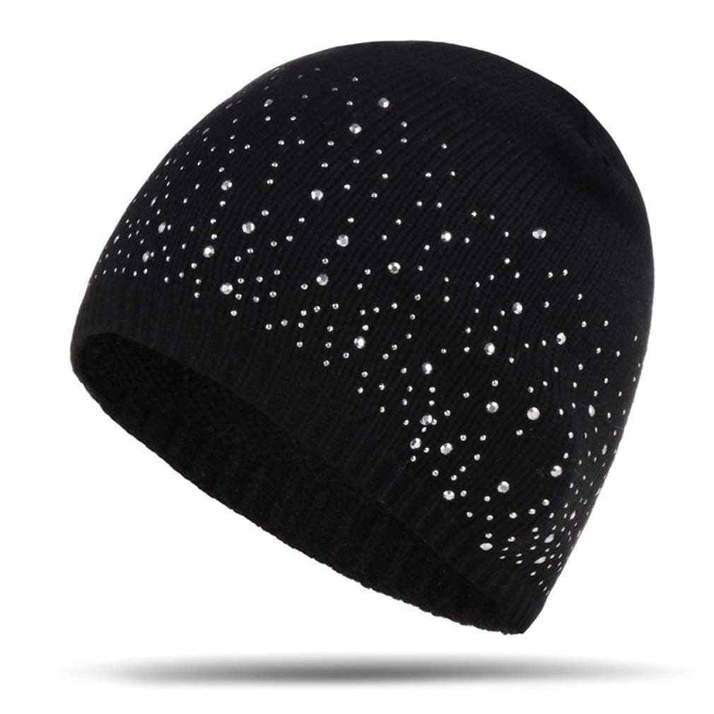 Sparkle Cable Knit Hat Pom Pom Beanie Skull Stocking Hat Cuff Beanie Cap for Ladies