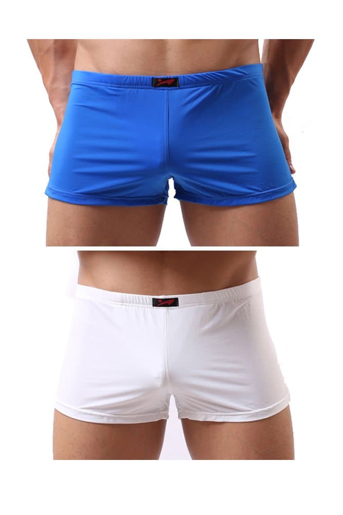 Men's Smooth Ice Silk Boxer Trunks Separate Pouch Insided