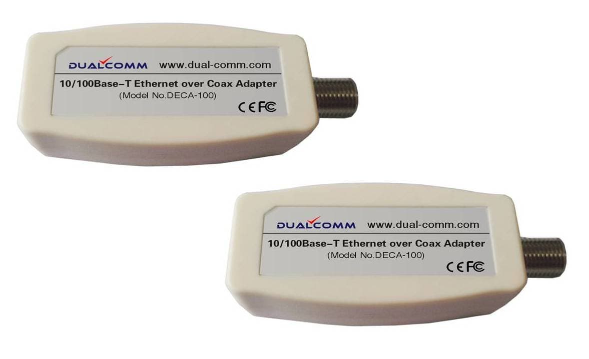 Dualcomm Ethernet over Coax (EoC) Adapters (DECA-100) - Twin Pack