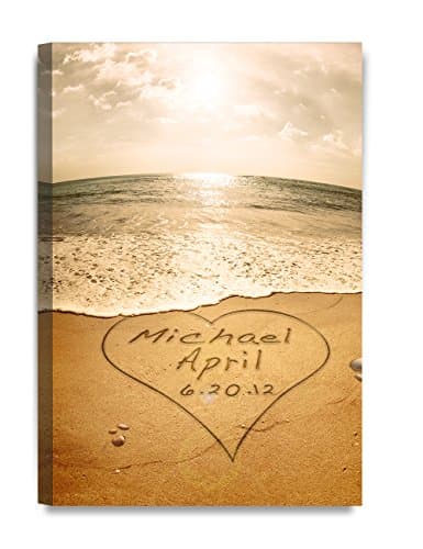 DECORARTSDECORARTS - Sand Writing Personalized Art Canvas Prints Gift, includes Names and the Special Date - Customized Gifts for the Wedding Anniversary.