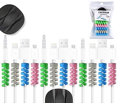 Lectronik (13 pcs) Anti Slip | Cable Protector, Cord Protector, Charger Protector | Compatible Cable Protector For Iphone, Cord Protector For Iphone Charger, | Cable Saver, Cord Saver Rgb