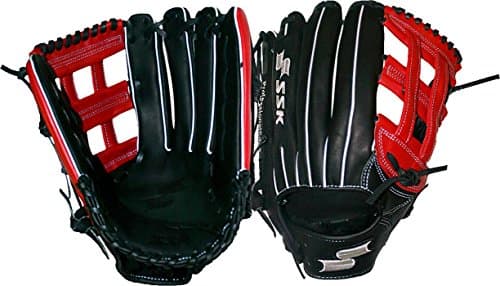 SSK Baseball Edge Pro H Web Gloves, Black/Red, 12.75"