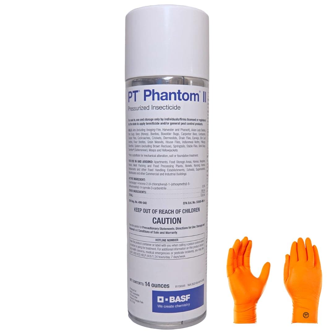 BASf PT Phantom II Aerosol: The Ultimate Pest Control Solution, with USA Supply Protective Gloves