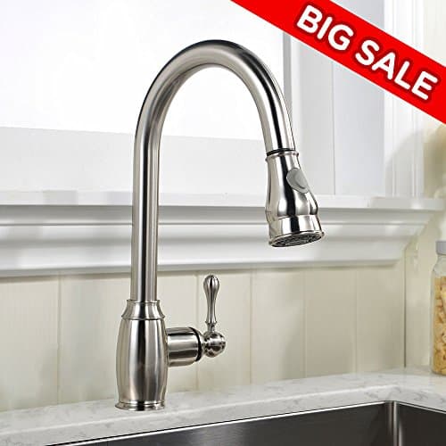VCCUCINE Contemporary Stainless Steel Single Handle Pull Out Sprayer Kitchen Sink Faucet, High Arch Single Lever Kitchen Faucets Brushed Nickel Finished