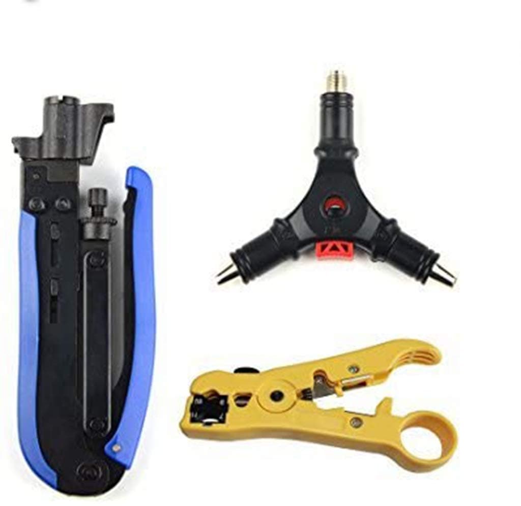LENX HLT-548A HLT-505 HLT-224S Coax Compression Crimping Tool Coaxial Cable Wire Stripper 4 in 1 F Connector Installation Tool for UTP/STP RG 59/6/7/11 And F-Type Connectors(B)