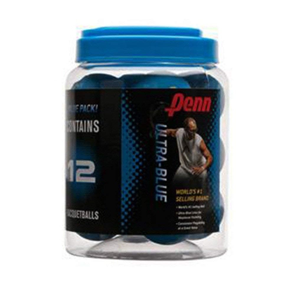 Penn Ultra Blue Racquetballs, 12-Pack High-Bounce Rubber Balls for Racquetball & Dog Fetch