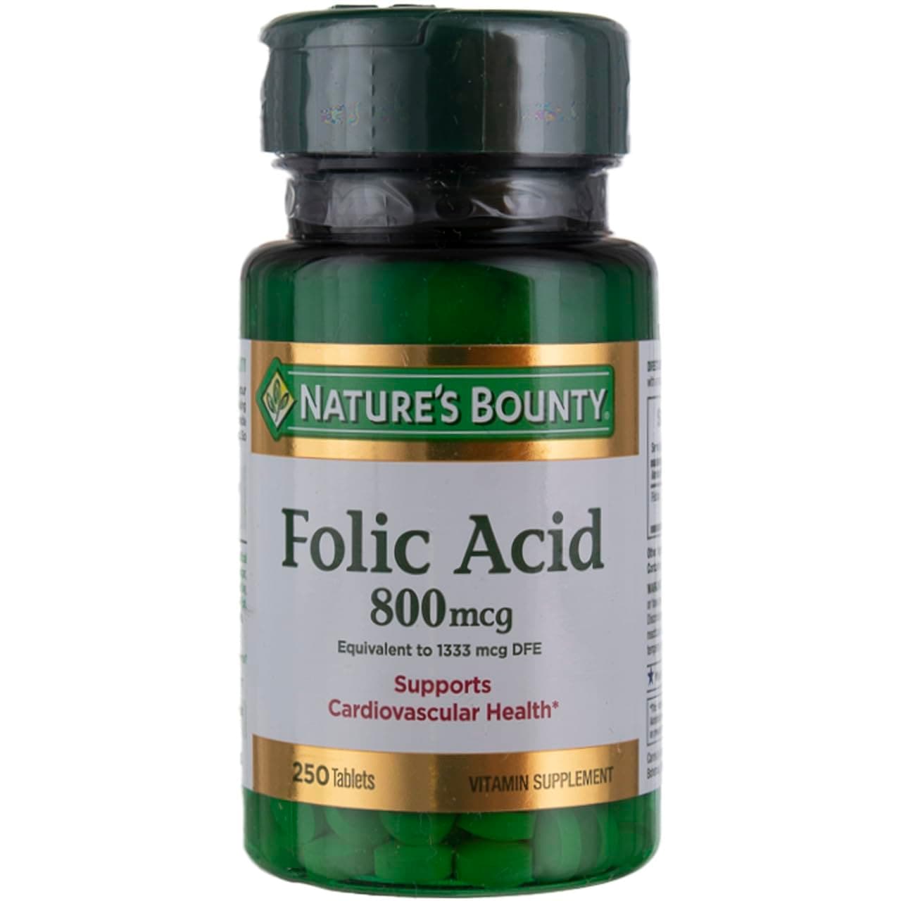 Folic Acid 800 mcg Tablets Maximum Strength 250 Count (Pack of 6)