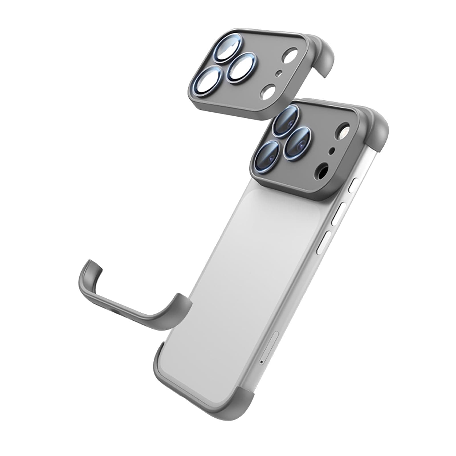 for iPhone 17 Pro Bumper Case Slim Thin Framelees Phone Case with Camera Lens Protector Minimalist Borderless Design Soft TPU Shockproof Protective Cover for iPhone 17 Pro, Gray