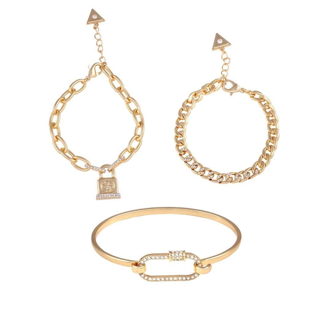 Gold-Tone 3 Piece Mixed Chain Bracelet Set