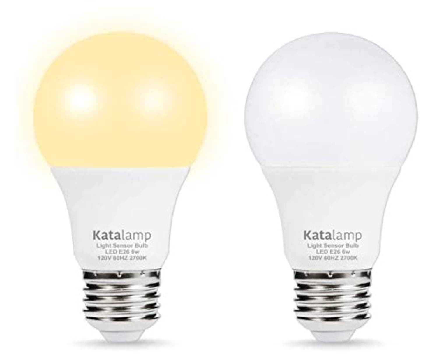 Dusk to Dawn Light Bulb Outdoor - 2 Pack LED Sensor Light Bulb Automatic Light Sensing, 6W 40 Watt Equivalent Warm White 2700K Standard Base, Indoor Outdoor Porch Patio Front Door Yard Lighting