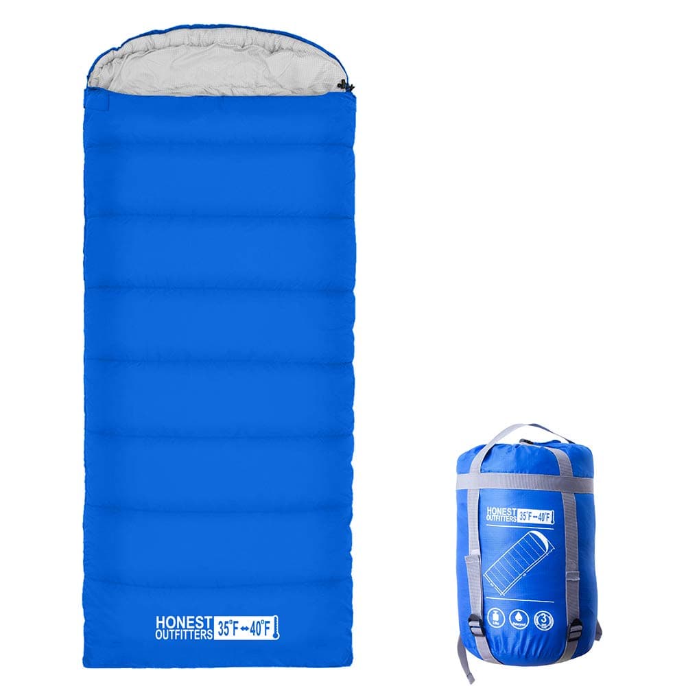 HONEST OUTFITTERS Sleeping Bag with Compression Sack, Envelope Portable and Lightweight for 3-4 Season Camping, Hiking, Traveling, Backpacking and Outdoor Activities (Single)