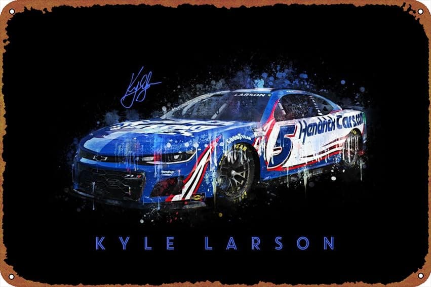 Kyle Larson Professional Tin Poster- Ideal Wall Decor for Bars, Cafes, Offices, Restaurants, Homes, Gardens, Shops, Clubs - 12 X 8 Inches