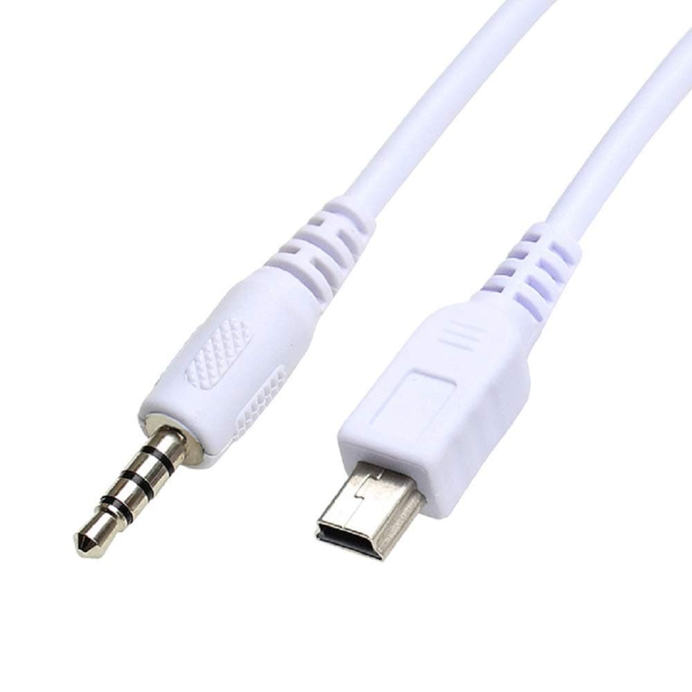 (2 Pack) 3.5mm Stereo Plug to Mini USB Male M/M Adapter Converter Audio Cable White (50cm/1.6ft),Mini USB to Stereo 3.5mm Music Audio Play Cable for Bluetooth Portable Player (Mini USB)