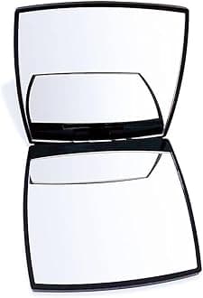 Mengjie Compact Cosmetic Mirror，Elegant Compact Purses Makeup Mirror，Small Compact Mirror 2 x 1 Magnification, Size 7 x 7 cm，Suitable for Purses and Travel，Gift