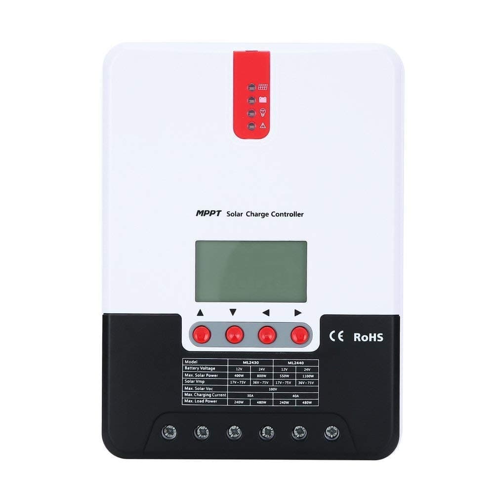 vFound 30A MPPT Solar Charge Controller 12V/24V Automatically Identifying System Voltage Solar Panel for Intelligent Regulator with LCD Display(30A)