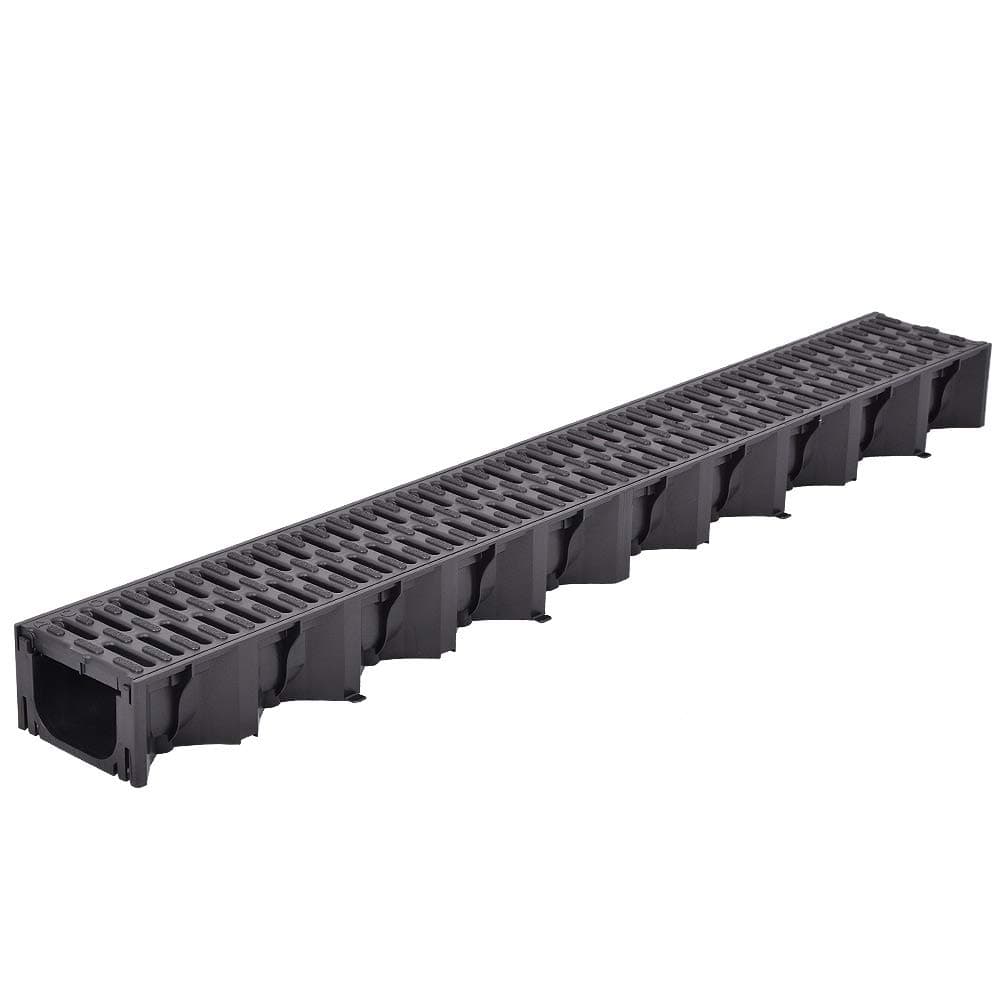 HexDrain Channel with Black Plastic Grating 1m