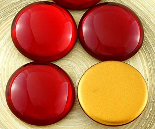 1pcs Crystal Ruby Red Round Domed Czech Glass Cabochon 25mm