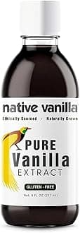8 oz Pure Vanilla Extract - 100% Real Vanilla Extract - For Cooking, Drinks & Desserts - 100% Vegan, Sugar Free & Kosher - Non-GMO & Gluten-Free - Native Vanilla