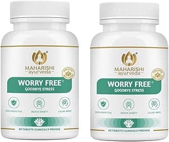 Worry Free Ayurvedic Medicine Helps keeps the mind and body calm and relaxed Non Addictive 60 tablets X Pack of 2 (120 Tablets)