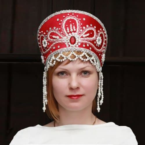 Kokoshnik Headdress "Viktoria" Red
