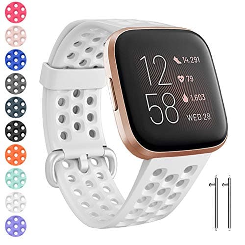 Watbro Sport Bands Compatible with Fitbit Versa/Versa 2/ Versa Lite, Soft Silicone Breathable Waterproof Sport Watch Strap Band Replacement Wristband Accessories Women Man for Versa Smart Watch