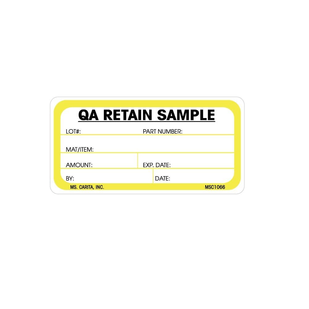 QA Retain Sample Labels - 1.5 Inch x 3 Inch 500 per Roll