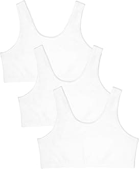 Fruit of the Loom Girl's Cotton Built-up Sport 3 Pack(Pack of 3) Sports Bra