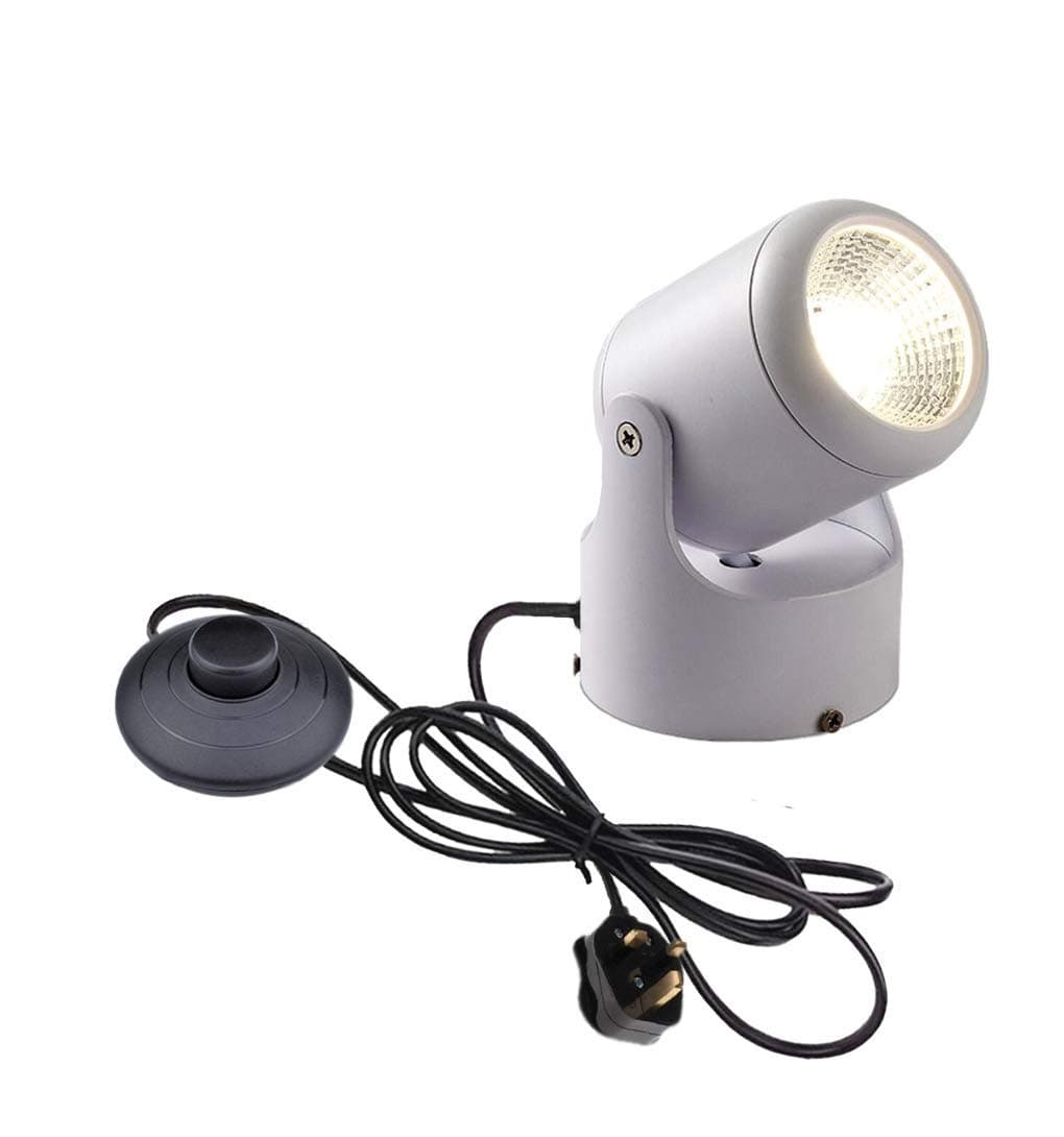 5 Wattage LED Accent Uplight with 5.9ft Plug-in Foot Control On Off Switch,Handheld Sized Portable Spot Light,White