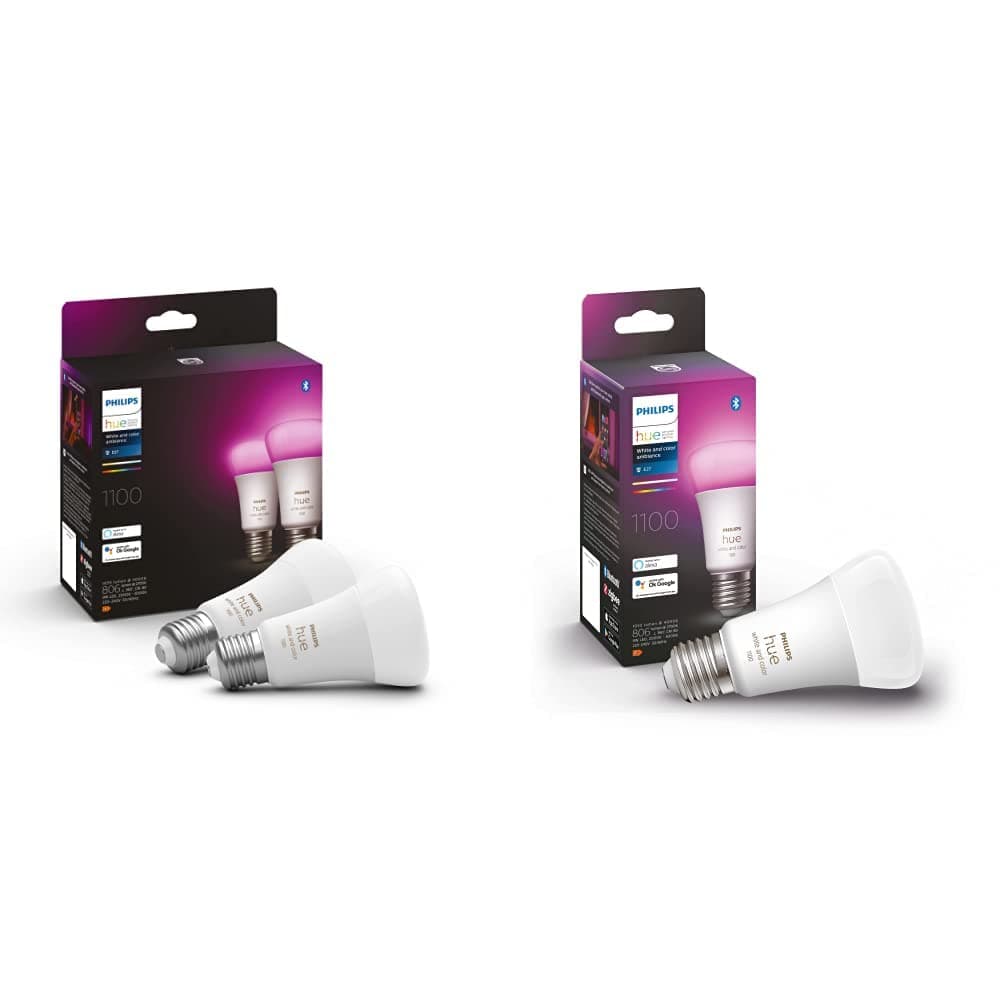 White & Colour Ambiance Smart Light Bulb Triple Pack LED [E27] with Bluetooth - 1100 Lumen. Works with Alexa, Google Nest, Apple Homekit.