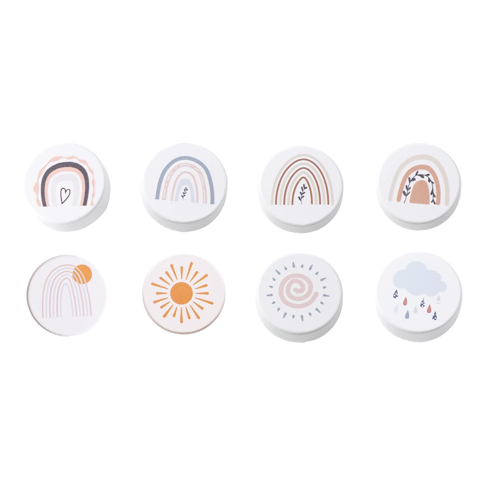 Wooden Rainbow Cabinet Knobs Decorative Wood Dresser Knobs with Screws Nursery Dresser Knobs for Kids Girls Boys Furniture Knobs Nursery Drawer Handles for Decor (8 Set)