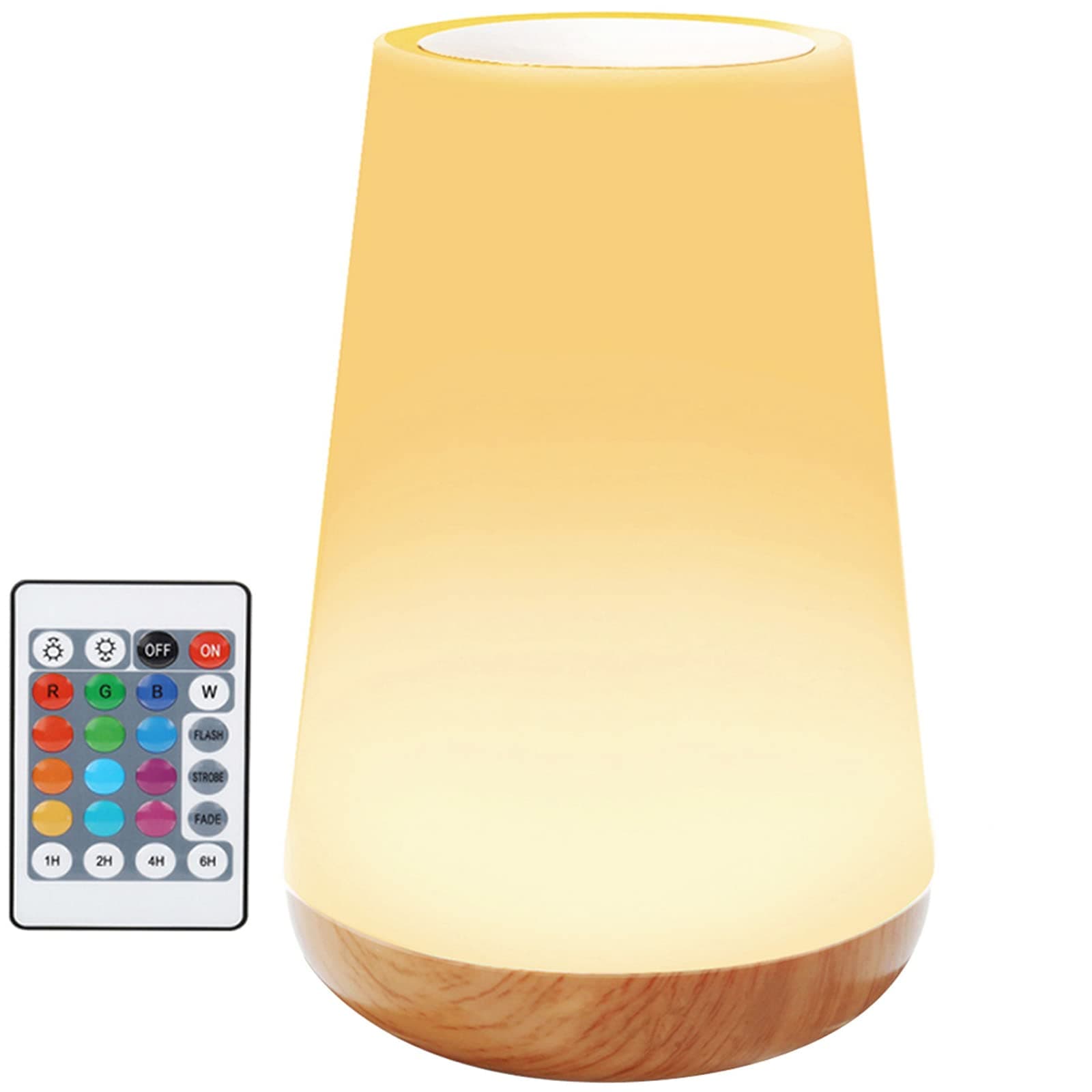 LED Night Light Touch Lamp Bedside Table Lamp for Kids Bedroom Rechargeable Dimmable with Remote Control and Timing Function Warm White Light + RGB Color Changing