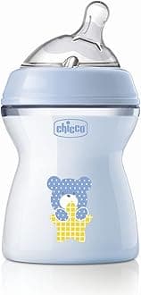 Chicco Natural Feeling 250ml Baby Milk Feeding Plastic Bottle with Wide Neck, Anti-Colic for Easy Milk Flow, for Babies & Toddlers 2m+ (Blue)