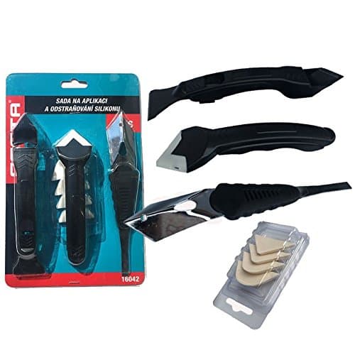 Alwaysuc Silicone Removal & Silicone Scraper Tool Kit,3 in 1 Sealant Replace&Removal Caulking Tool Kit With 4 Replaceable Pads for Bathroom Kitchen and Frames Sealant Seals