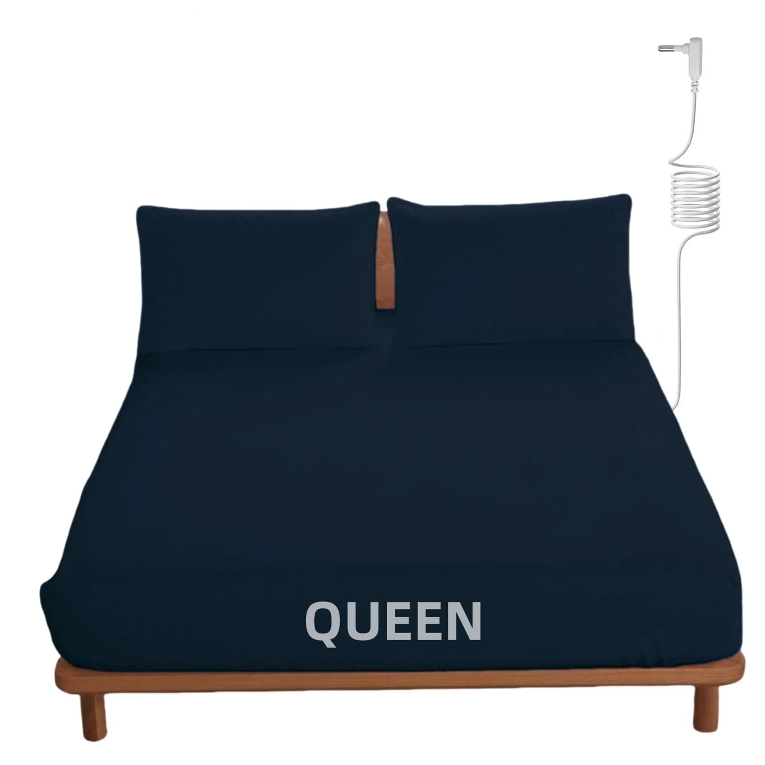 OKOHEY Grounding Fitted Sheets with 15ft Earthing Cord, Queen Size, 90% Organic Cotton + 10% Silver Fiber, Soft & Breathable Grounded Sheet for Better Sleep and Enhanced Wellness, Dark Blue