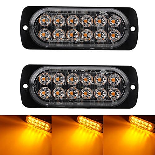 2PCS Ultra Thin Amber 12LEDs Warning Emergency Caution light Flash Strobe Light Bar Surface Mount For Car Van Truck Jeep Pickup,Motorcycle