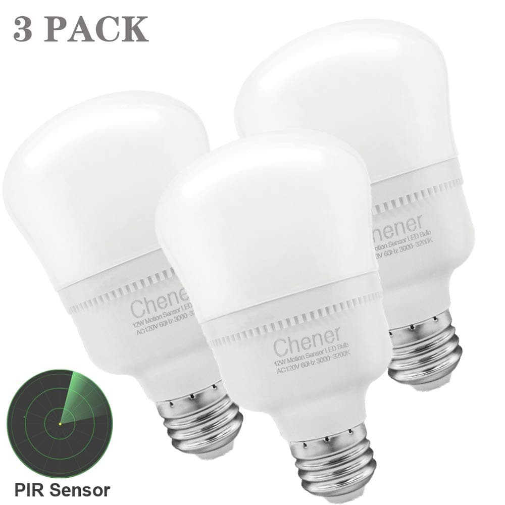 Motion Sensor Light,3Pack Chener E26 Smart LED Night Light Bulb 12W (100-Watt Equivalent) Dusk to Dawn Light Bulb Soft White 3000K Smart Sensor LED Light Bulb Outdoor/Indoor