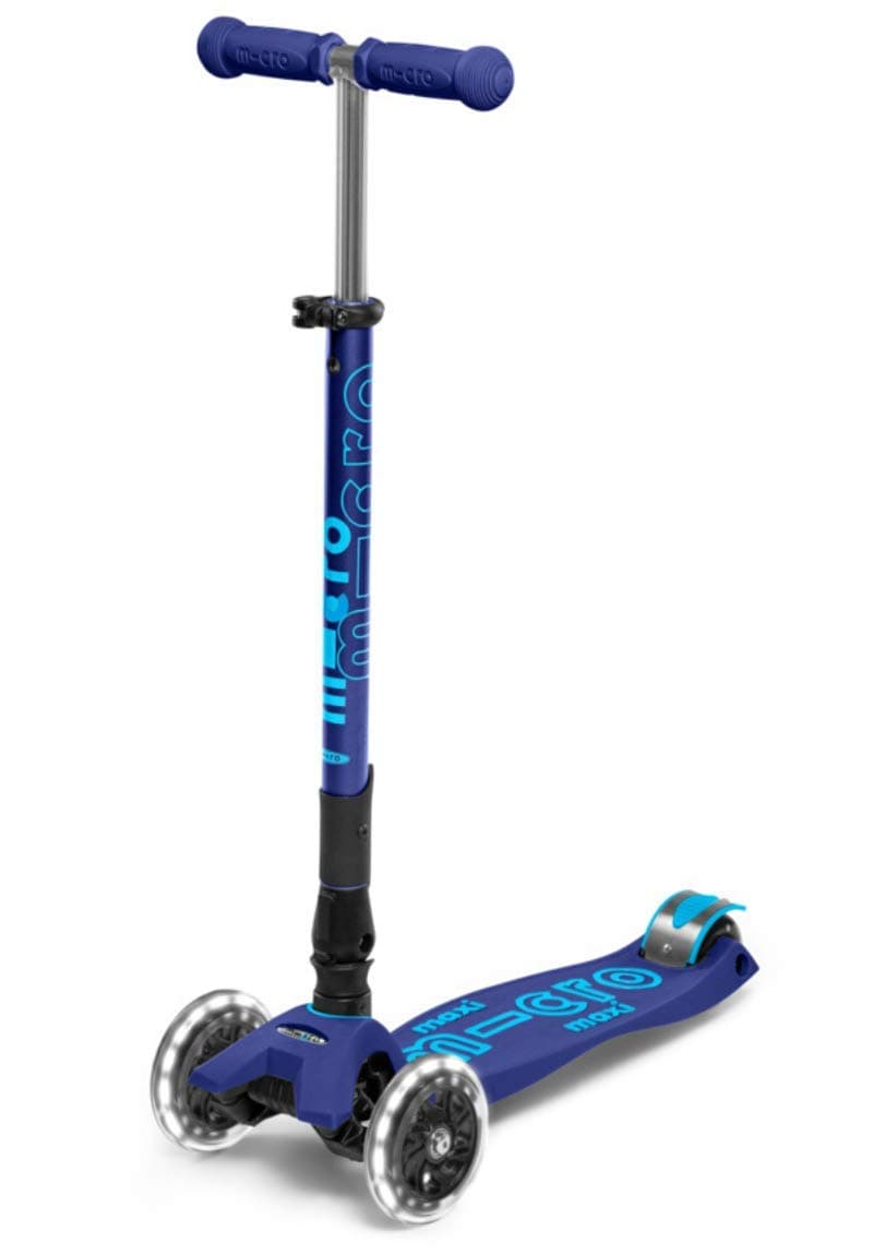 Micro Kickboard | Maxi Foldable LED Kids Scooter for Ages 5-12 | Children up to 110 lbs | 3 Wheel Lean-to-Steer Design | Adjustable T Bar | Smooth Ride, Motion Activated PU LED Wheels | Swiss Design