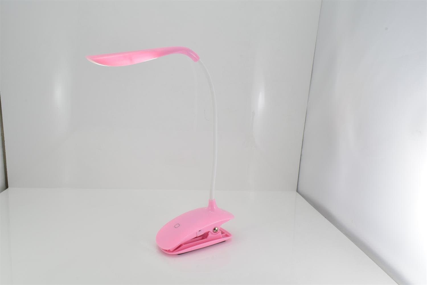 xmLue Elegant 3-level Dimmable Touch Clamp LED Desk Lamp Pink