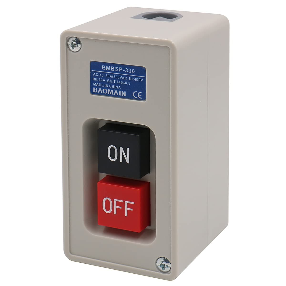 Baomain Self-Locking Push Button Switch 3-Phase 30A 3.7KW, Industrial 3-Pole Heavy Duty,BMBSP-330/TBSP-330