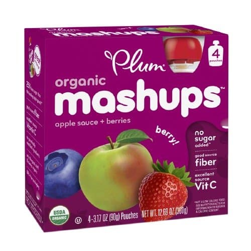 Plum Kids Organic Fruit Mashups Squeezeable Fruit, Mixed Berry 3.17 oz (360 g) (Pack of 3)