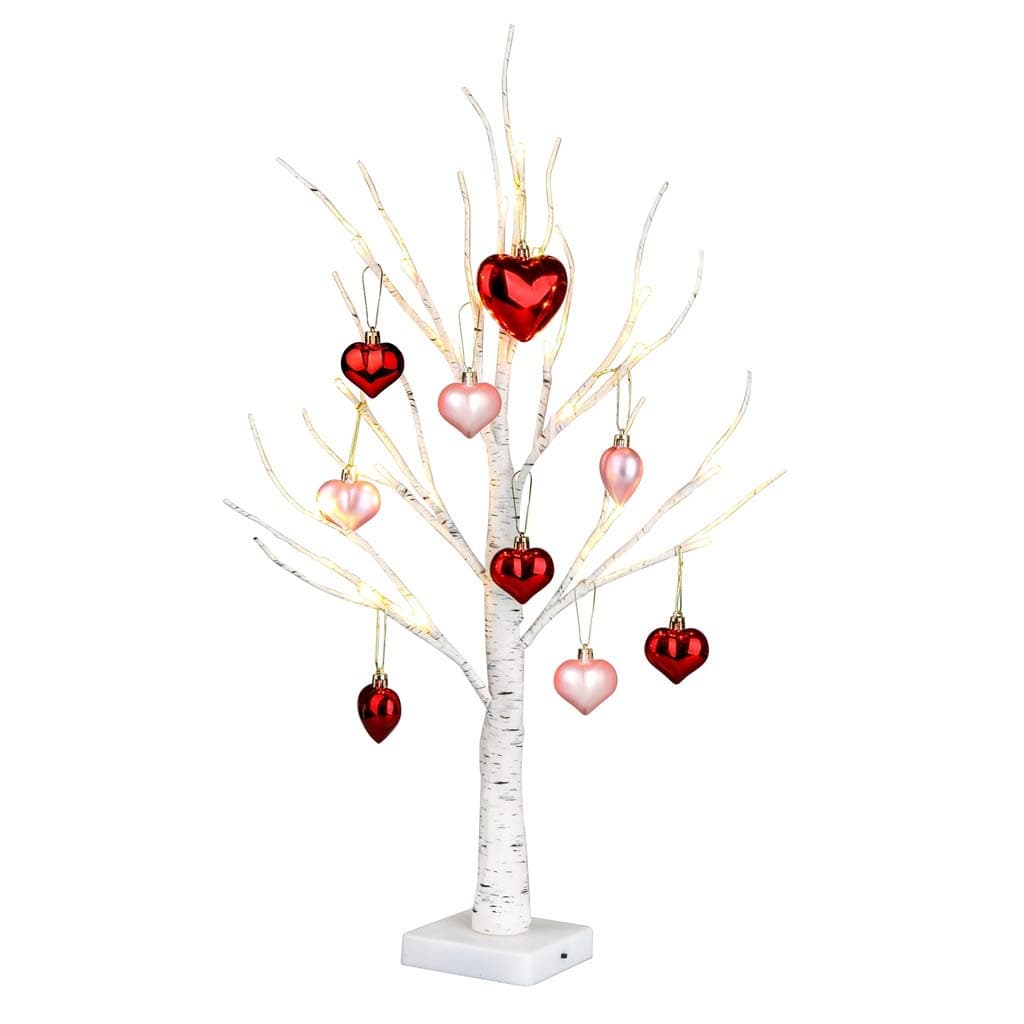 EAMBRITE 2FT White Birch Tree Battery Operated Tabletop Love Tree Decorative Home Wedding Party