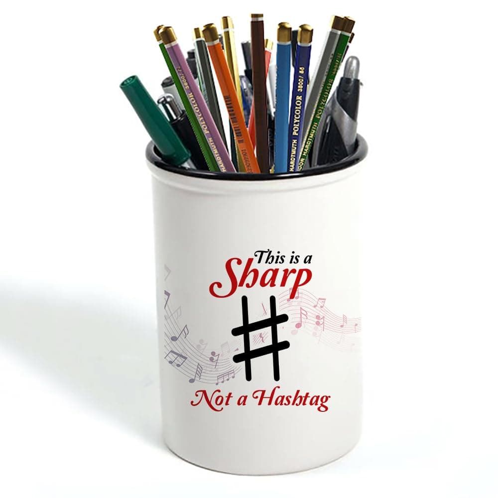 GetagiftThis Is A Sharp Not A Hashtag Music Gift, Music Teacher Gift, Pencil Pot, Brushes Holder, Stuff Storage Pot.