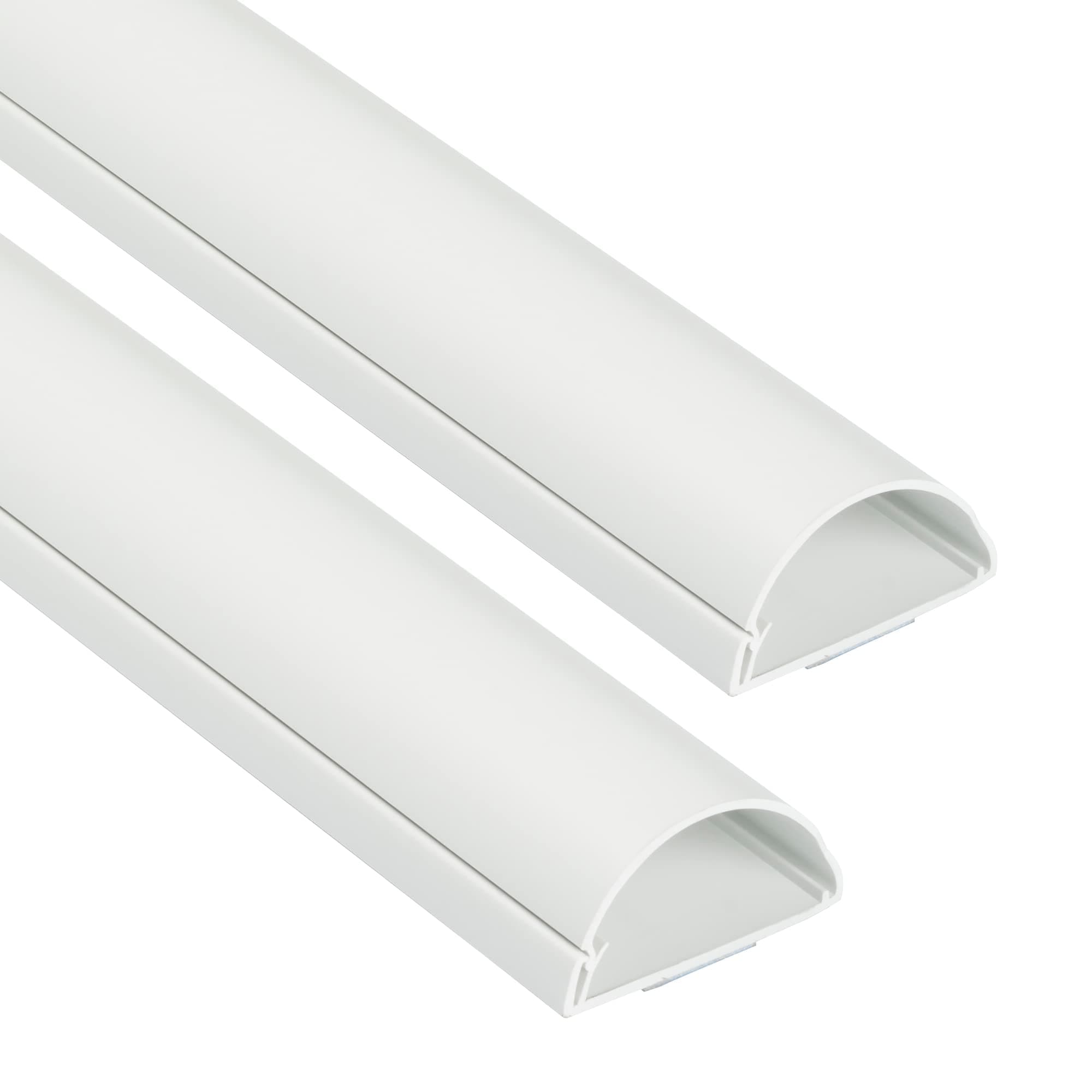 D-Line Half Round Cord Hider, Patented Cable Cover, Hide TV Wall Mount Wires, Raceway for Cords, Decorative Wire Covers, Paintable, Adhesive Cable Concealer, 2X 2in W x 1in H x 39in L, White