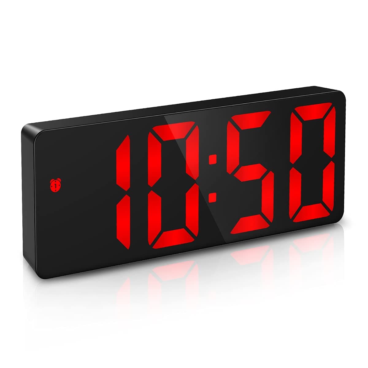 LED Alarm Clock, Digital Alarm Clock, Large Display LED Desk Clock with Snooze, 3 Adjustable Brightness, USB Charging Ports for Bedroom, Office,Red