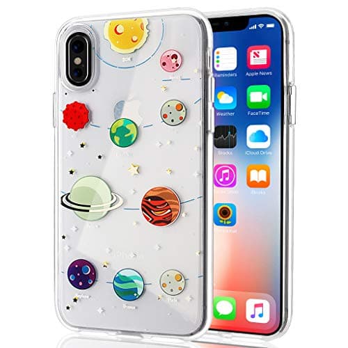 GOLINK Case for iPhone X/iPhone Xs, Hard Back Cover with Clear TPU Bumper Raised Edges Drop Protection Case(Planets Solar)